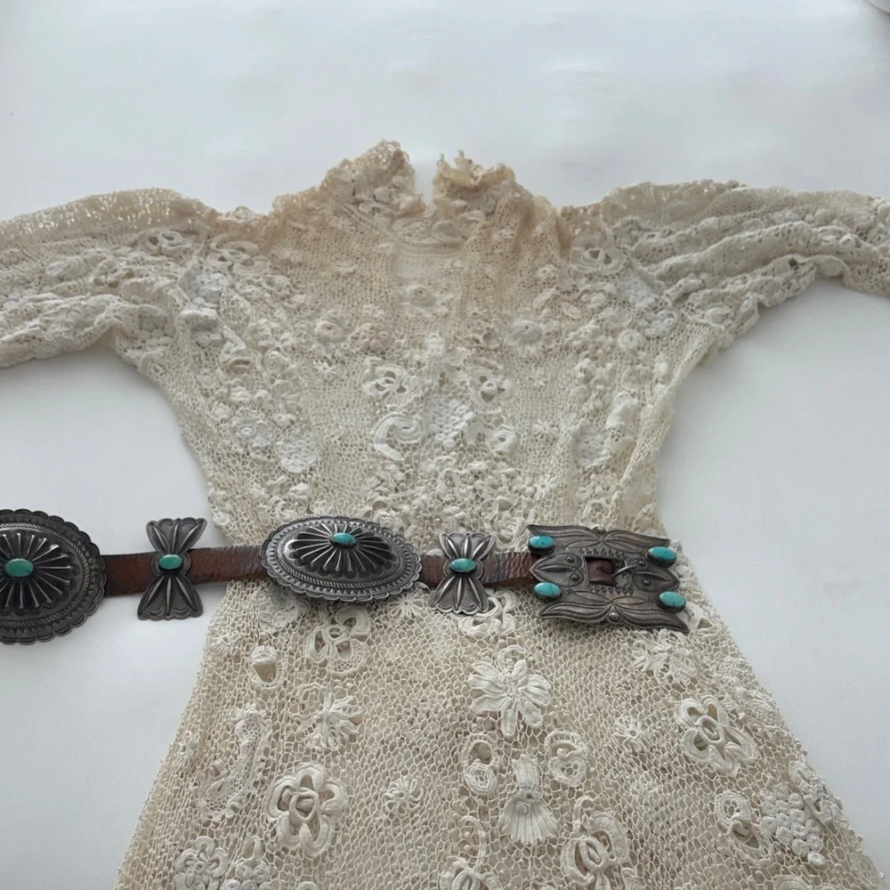 Unique Vintage Cream Lace Maxi Dress - Picture 4 of 6